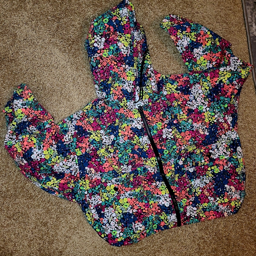 Champion Womens Hooded Lightweight Softshell Jacket Size Medium Floral Print